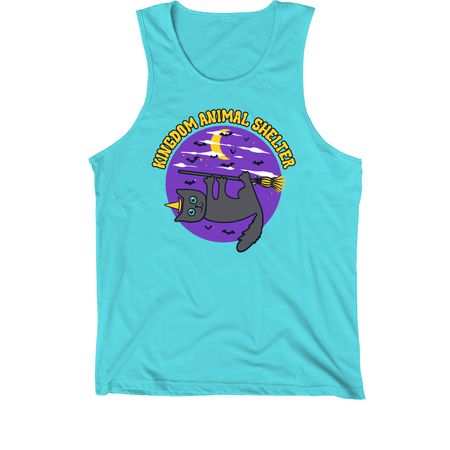 Kingdom Animal Shelter - Broom Cat, a Teal Premium Cotton Tank