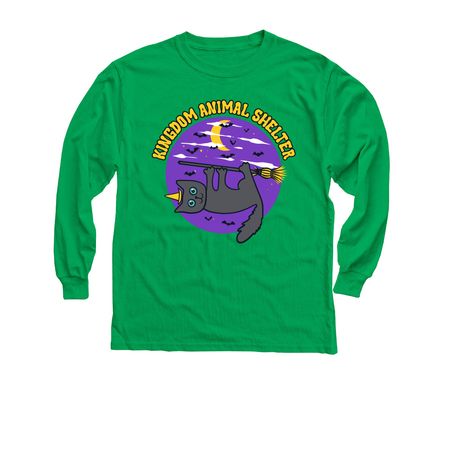 Kingdom Animal Shelter - Broom Cat, a Irish Green Youth Long Sleeve Tee