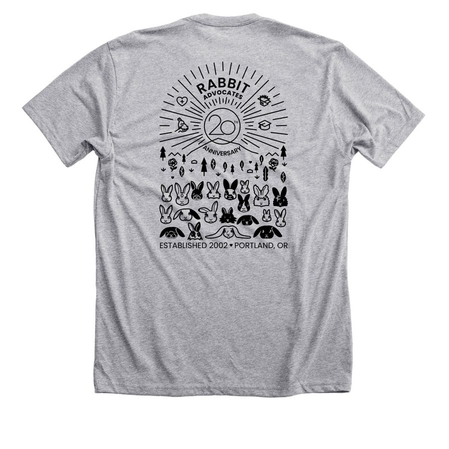 Rabbit Advocates 20th Anniversary, a Athletic Heather Premium Unisex Tee (back-view)