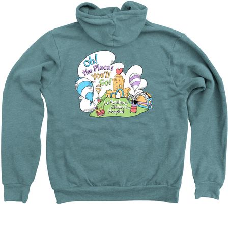 Oh the Places You?ll Go!, a Heather Deep Teal Zip Up Hoodie