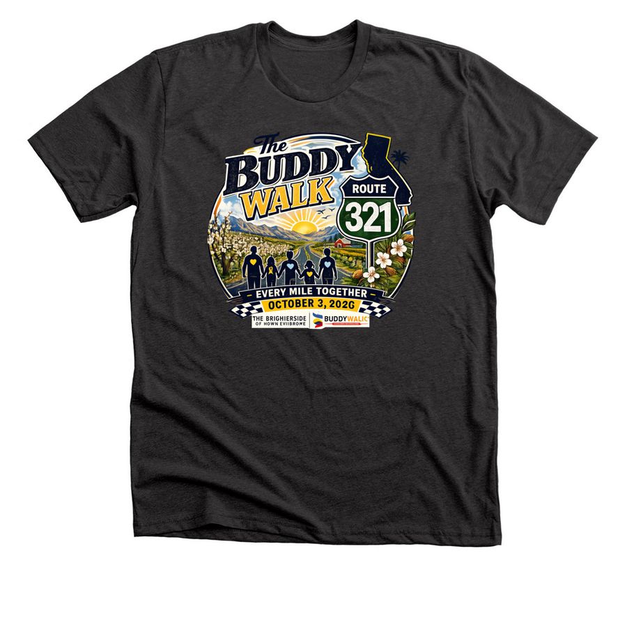 2026 TBODS Buddy Walk, a Dark Grey Heather Premium Unisex Tee