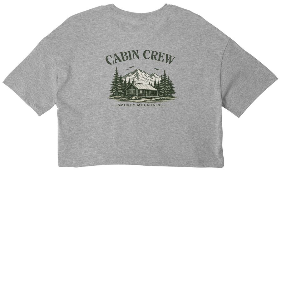 Cabin Crew, a Athletic Heather Women?s Cropped Cotton Tee (back-view)