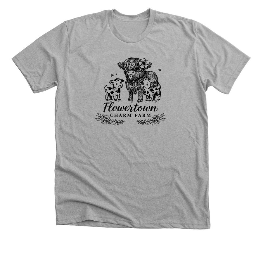 Flowertown Charm Farm, a Athletic Heather Premium Unisex Tee