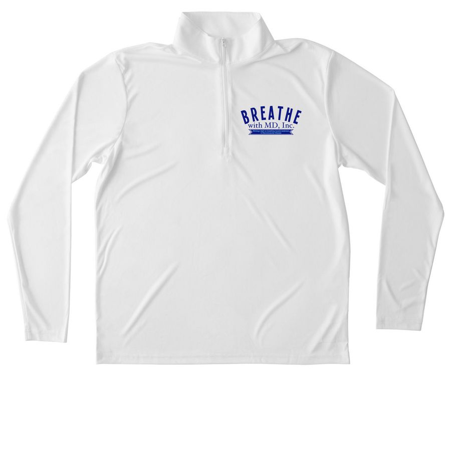 Breathe with MD Logo Quarter Zip, a White Unisex Performance Quarter Zip Pullover