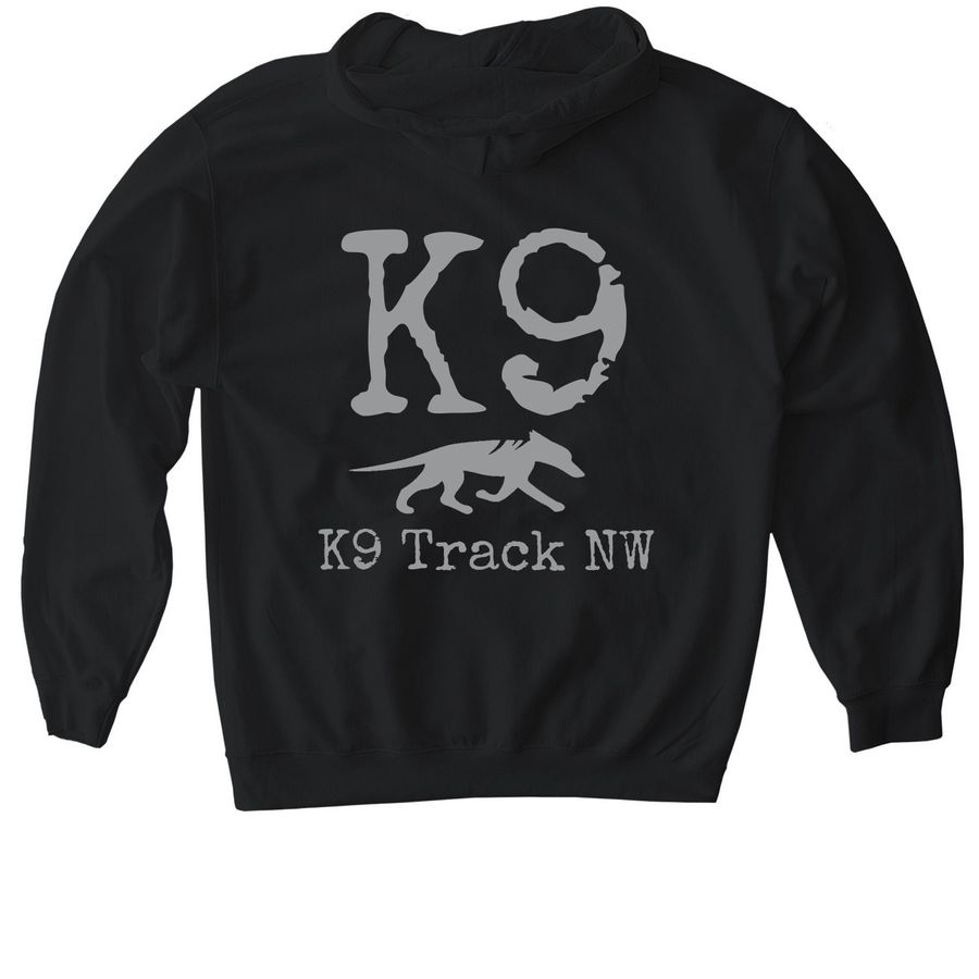 K9 Track NW Sweatshirts, a Black Gildan Softstyle Pullover Hoodie (back-view)