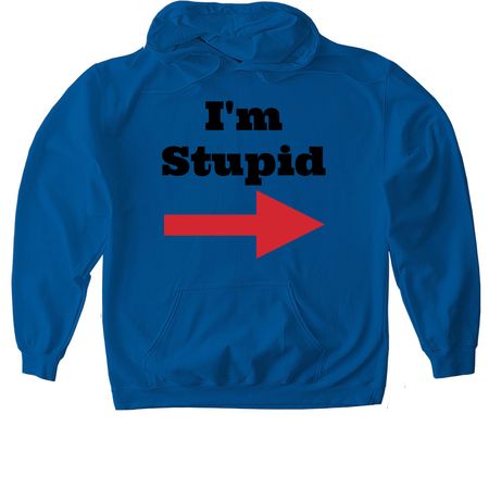 I'm (definitely not) Stupid, a Royal Gildan Softstyle Pullover Hoodie