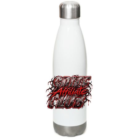 Spite Club Affiliate Steel Water Bottle, a White Stainless Steel Water Bottle