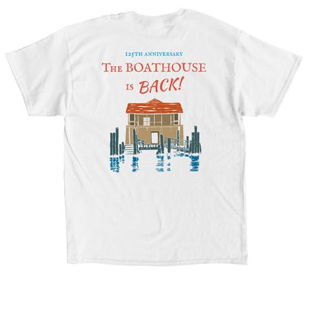 The Boathouse is BACK!&nbsp; (color logo)&nbsp;, a White Classic Unisex Tee