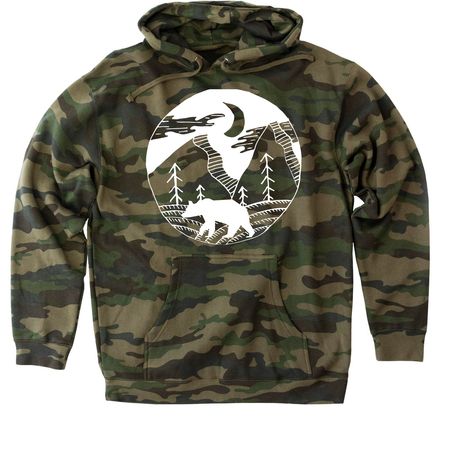 Camo Bear, a Forest Camo Heavyweight Camo Pullover Hoodie