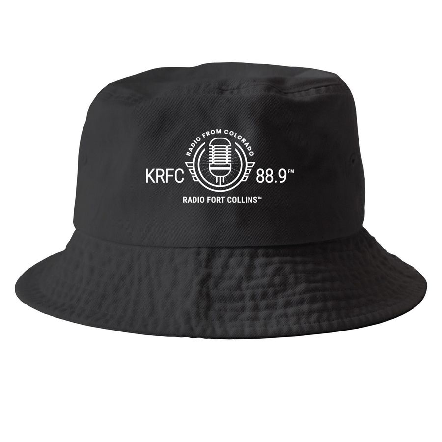 Hats, a Black Printed Bucket Hat
