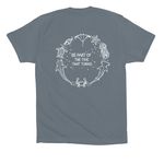 Turning Tides, a Steel Blue Premium Cotton Tee (back-view)