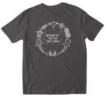 Turning Tides, a Charcoal Softstyle Cotton Tee (back-view)