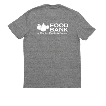 Hunger Heroes in Motion!, a Aluminum Grey Allmade Eco Triblend Unisex Tee (back-view)