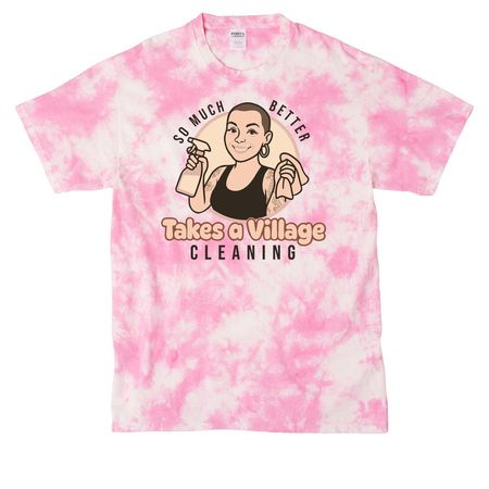 Takes a Village, a Bright Pink Crystal Tie Dye Tee