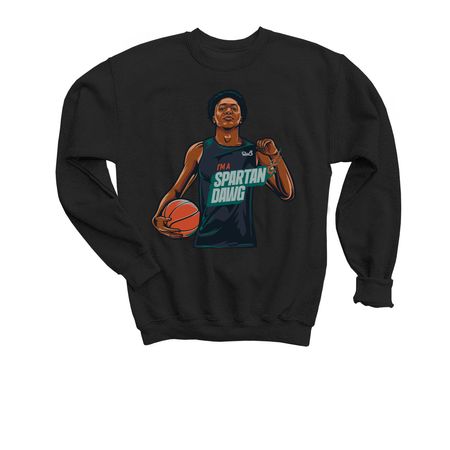 GO GREEN - I'M A SPARTAN DAWG, a Black Youth Crewneck Sweatshirt