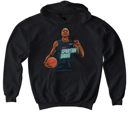 GO GREEN - I'M A SPARTAN DAWG, a Black Softstyle Youth Pullover Hoodie