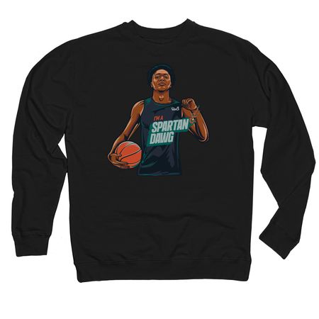 GO GREEN - I'M A SPARTAN DAWG, a Black Midweight Crewneck Sweatshirt