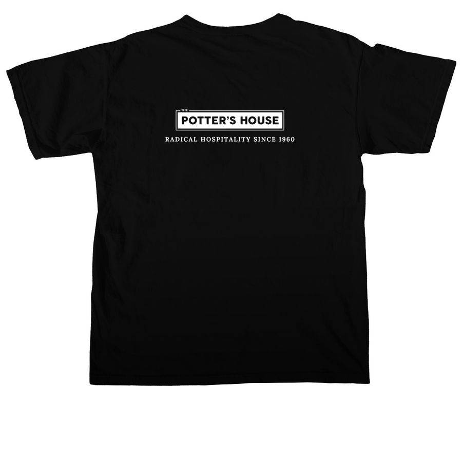 The Potter's House Classic T-Shirt, a Black Comfort Colors Unisex Tee (back-view)