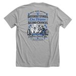 Buy a Shirt. Fuel Their Journey. Save a Life, a Athletic Heather Premium Unisex Tee (back-view)