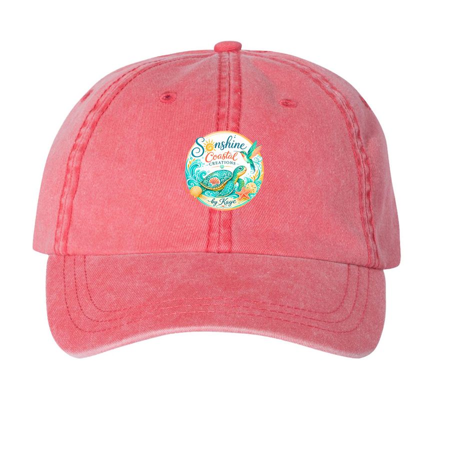Sonshine Coastal Creations Cap, a Red Printed Pigment Dye Baseball Cap