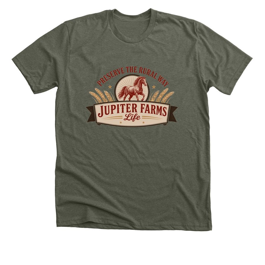 PRESERVE THE RURAL WAY, a Heather Military Green Premium Unisex Tee