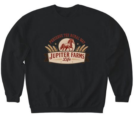 PRESERVE THE RURAL WAY, a Black Softstyle Crewneck Sweatshirt