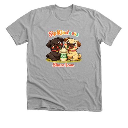 Sip Kindness Pugs-Share Love, a Athletic Heather Premium Unisex Tee