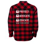 KCPRN Fall Collection, a Red/ Black Unisex Flannel Shirt (back-view)