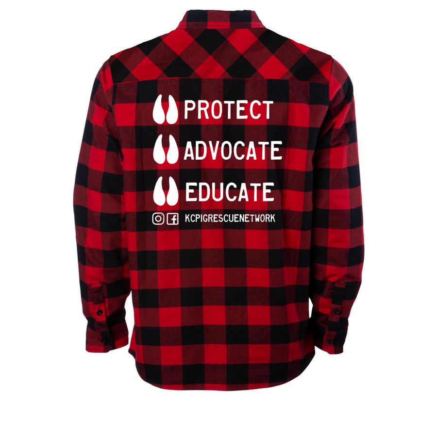 KCPRN Fall Collection, a Red/ Black Unisex Flannel Shirt (back-view)