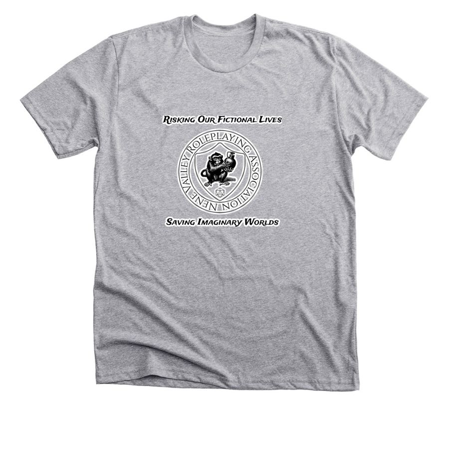 Outlined NVRA Logo and Moto, a Athletic Heather Premium Unisex Tee