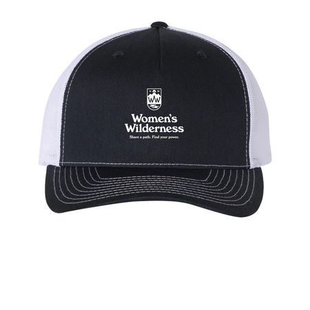 Women's Wilderness Hats, a Navy/ White Printed Five-Panel Trucker Cap