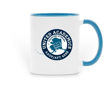 UNAC 30th Anniversary Coffee Mug - 11 0z., a Light Blue Two-Tone Ceramic Mug