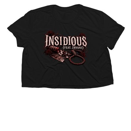 ZRVANI & Buried Emotions Insidious design, a Black Women?s Flowy Cropped Tee