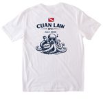 Cuan Law Trip Merch, a White Softstyle Cotton Tee (back-view)
