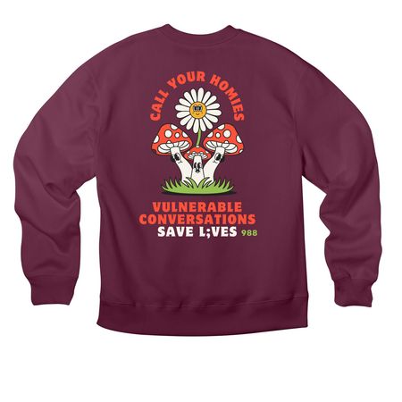 Call your homies, a Maroon Premium Heavyweight Crewneck Sweatshirt (back-view)