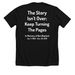The Story Isn?t Over; Turn the Page&nbsp;, a Solid Black Blend Premium Unisex Tee (back-view)