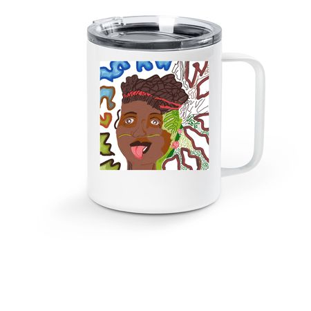 Black Beauty in the Garden&nbsp;, a White Stainless Steel Travel Mug