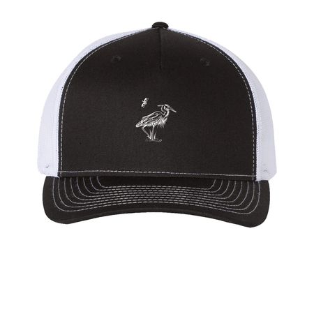 SMRF Spring Hats, a Black/ White Printed Five-Panel Trucker Cap