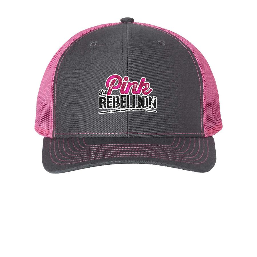 Pink Rebellion Hats, a Charcoal/ Neon Pink Printed Snapback Trucker Cap