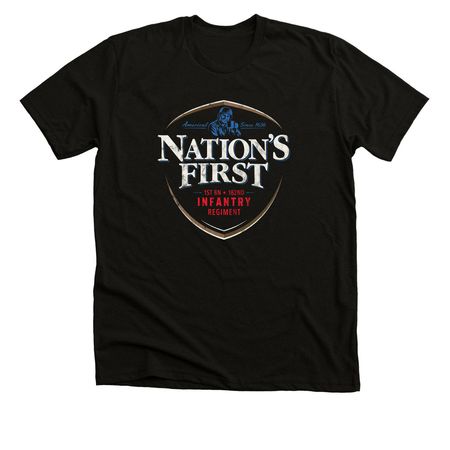 Nation's First, a Black Heather Premium Unisex Tee