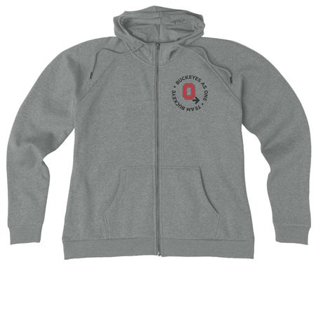 JCM Team Buckeye Pelotonia, a Aluminum Grey Heather Allmade Women?s Organic CVC Zip-Up Hoodie