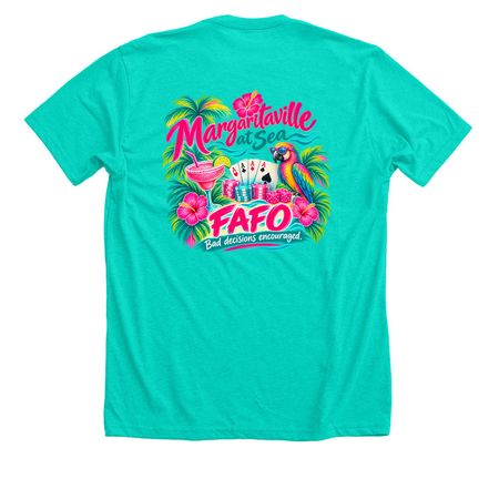 Paradise 11.20.26, a Heather Sea Green Premium Unisex Tee (back-view)