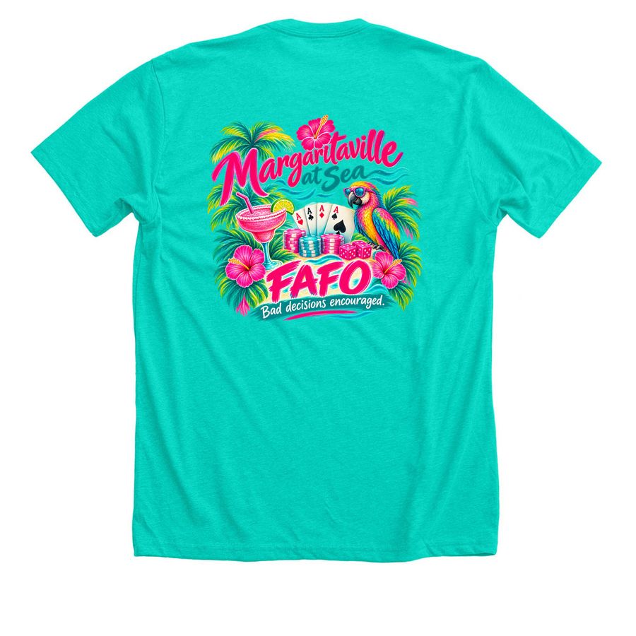 Paradise 11.20.26, a Heather Sea Green Premium Unisex Tee (back-view)