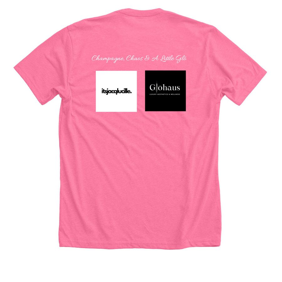 Petals & Prosecco Mother's Day Event, a Neon Pink Premium Unisex Tee (back-view)