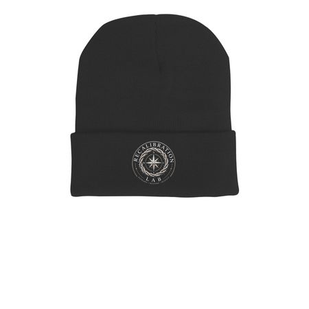 Recalibration Lab Beanie, a Black Printed Cuffed Beanie