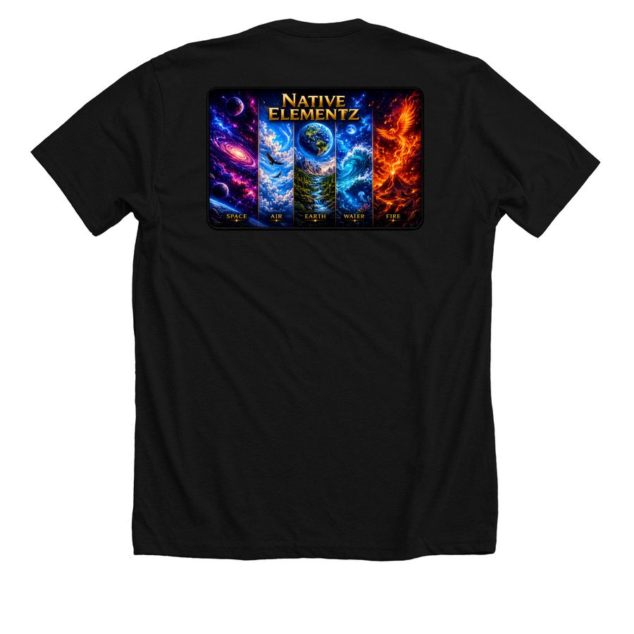 Native Elementz Shirt [Image on Back], a Solid Black Blend Premium Unisex Tee