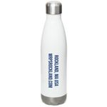 WRPS Water Bottles, a White Stainless Steel Water Bottle (back-view)