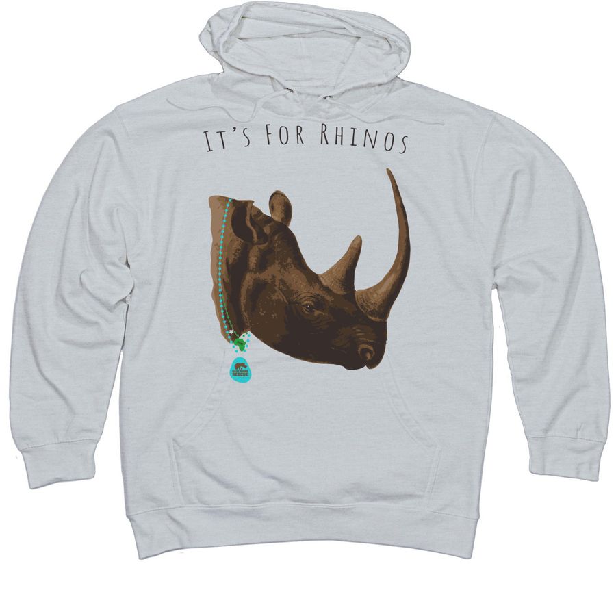 It's For Rhinos!, a Grey Heather Midweight Pullover Hoodie
