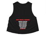 Fit Forward Gear, a Solid Black Blend Women?s Cropped Racerback Tank (back-view)