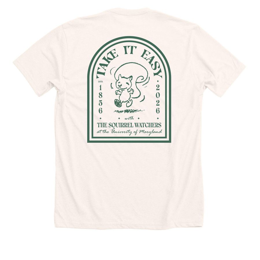 Take it Easy, a Heather Natural Premium Unisex Tee (back-view)